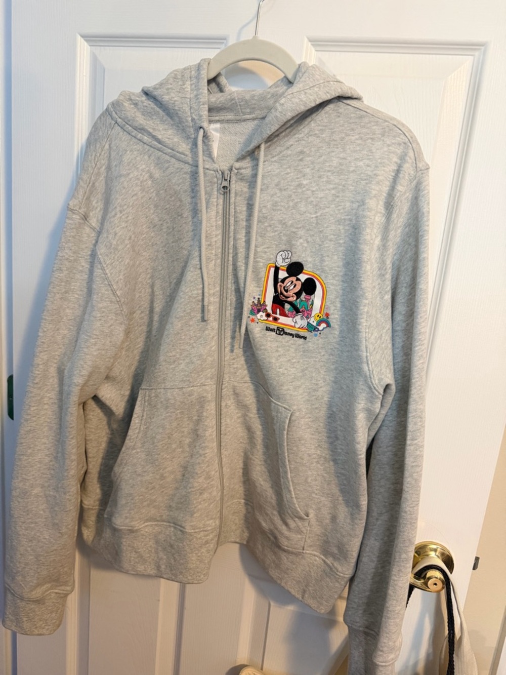 Disney Light Gray Mickey Mouse Zip-Up Hoodie - Men's